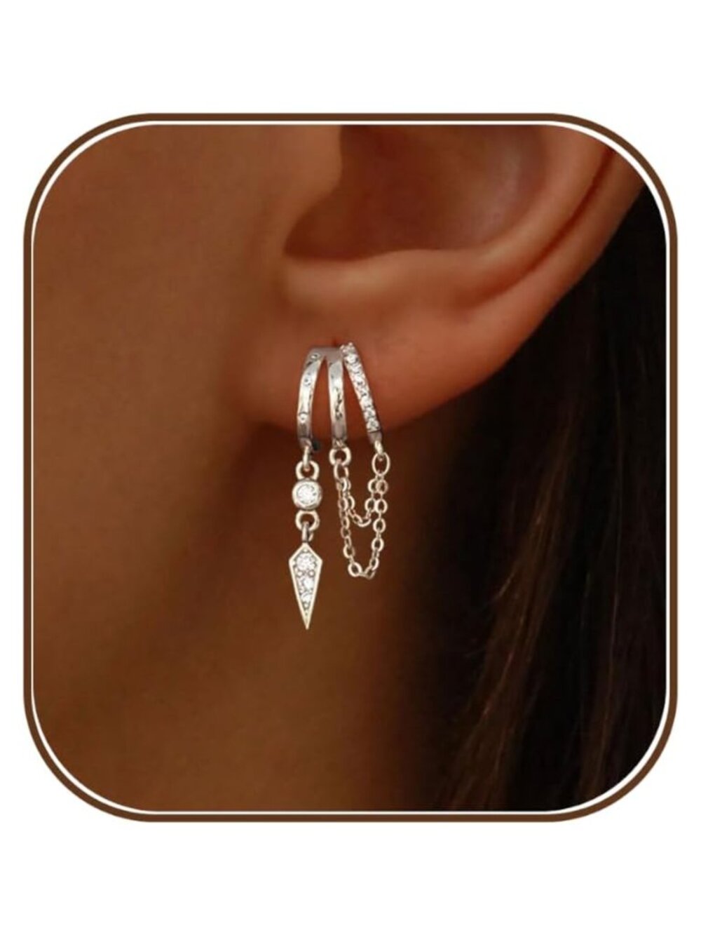 14k Gold Plated Dangle Earrings for Women Triple Huggie Drop Earrings